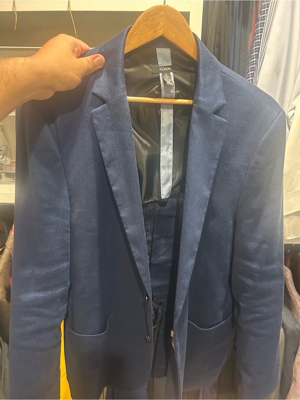 Alfani Men's Dark Blue Single-Breasted linen  Blazer
